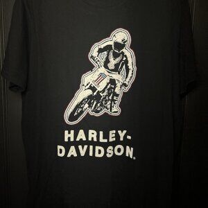 Harley Davidson Motorcycles Retro Style Black Shirt Size XL